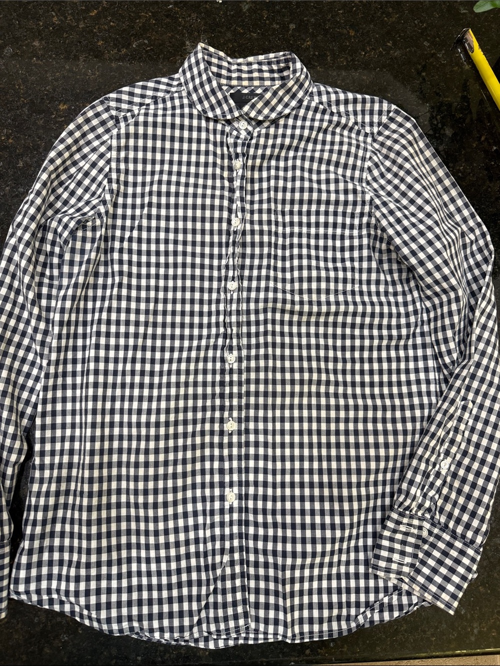 J. Crew Navy and White Gingham Button-Down Shirt